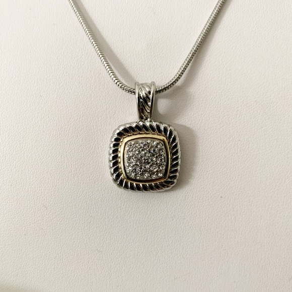 CHARTER CLUB Pave SilverGold Tone Pendant Necklace - Picture 2 of 6